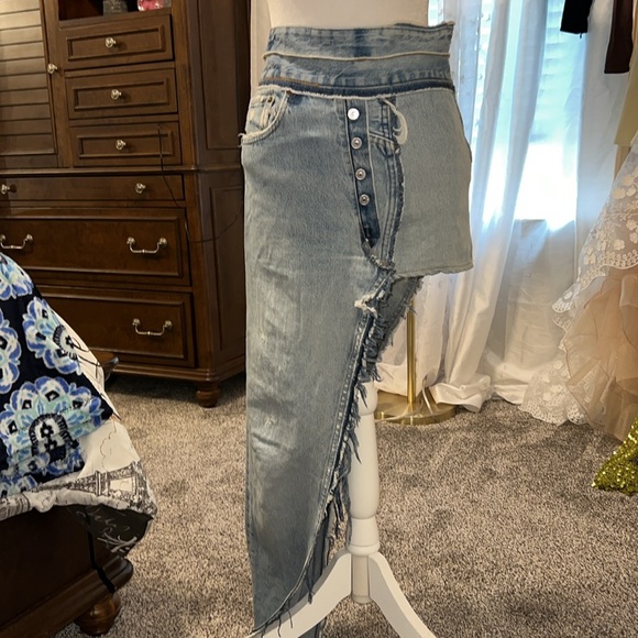 EB Denim Reinvented Long Skirt in Multi Denim - Picture 8 of 12